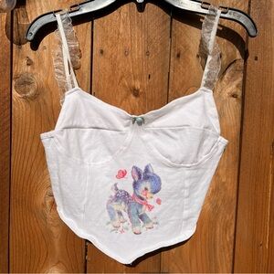 Blue deer crop top